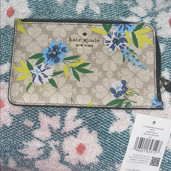 kate spade Handbags - kate spade Beige Floral Zip Wallet with Blue and Green Accents